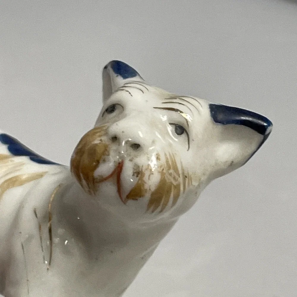 Vintage Terrier Dog Porcelain Ceramic Figurine‎ Trinket Made in Occupied Japan